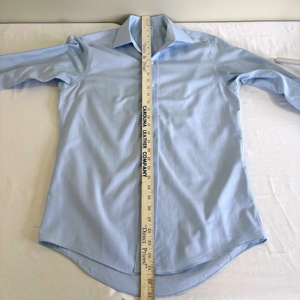 Brooks Brothers Mens 15-34 Classic Blue Non-Iron Supima Cotton French Cuff Shirt